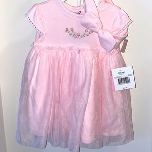 NWT Little Me Pink 3 pc Dress 9MOS with headband